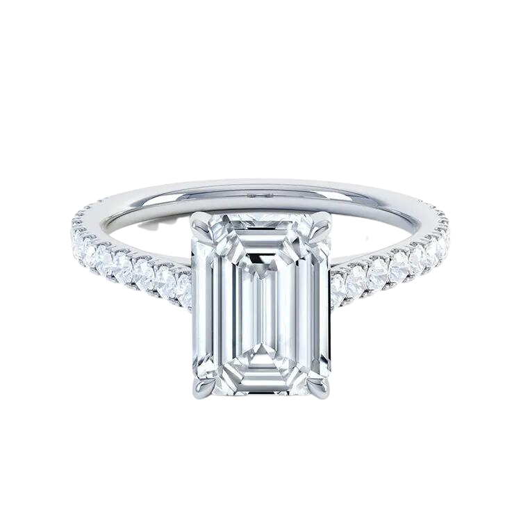 18k Gold Emerald Cut Lab Grown Diamond Ring