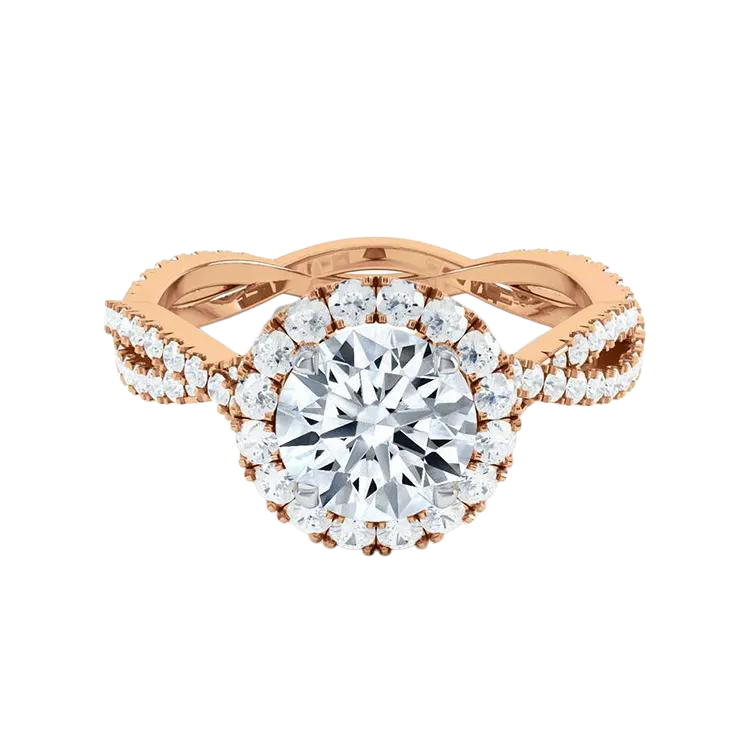 18k Gold Halo Lab Grown Diamond Ring