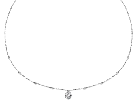 Luxury 18k White Gold Pear Cut  Diamond Necklace