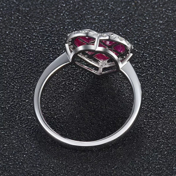 18k Gold Heart Natural Pink Sapphire Ring