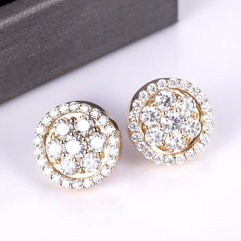 10k Yellow Gold Moissanite Diamond Stud Earrings