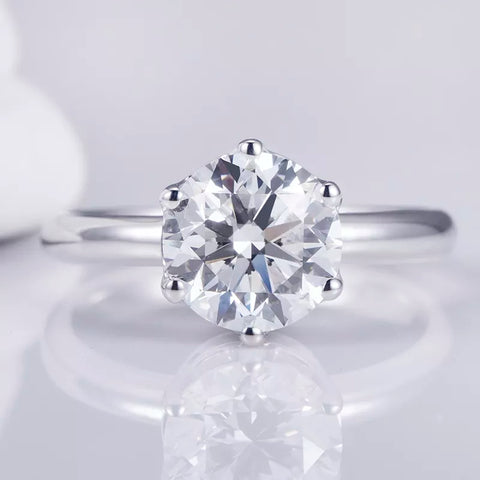 Round Engagement Wedding 14k White Gold Diamond Ring