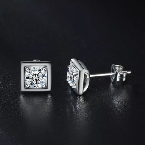 Stud Diamond Earrings 18K White Gold