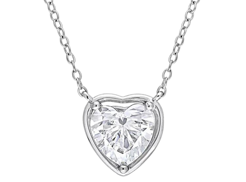 Luxury 18k White Gold Heart Cut  Diamond Necklace