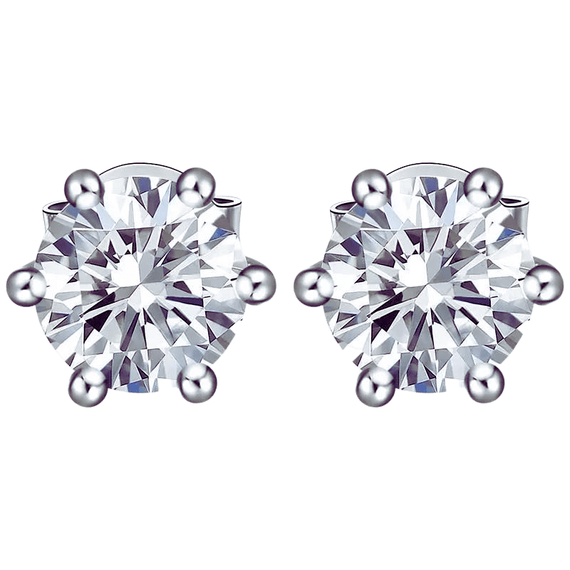 Classic Round Brilliant Cut Diamond Earrings 18K White Gold