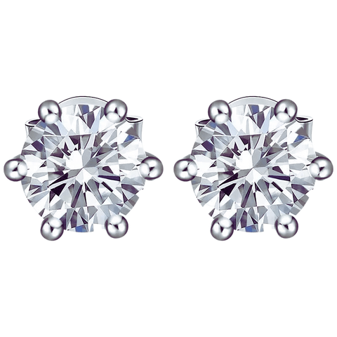 Classic Round Brilliant Cut Diamond Earrings 18K White Gold