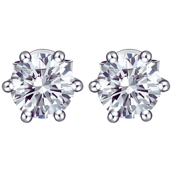 Classic Round Brilliant Cut Diamond Earrings 18K White Gold