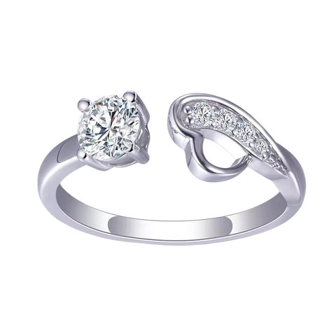 Round Design Sense 14k White Gold Lab Diamond Ring