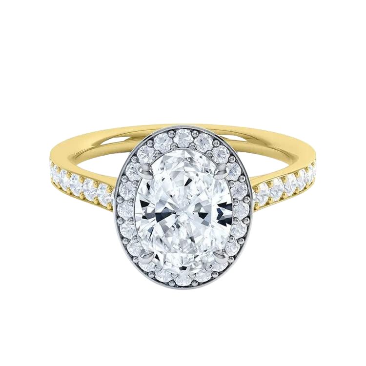 18k Gold Oval Halo Diamond Engagement Ring