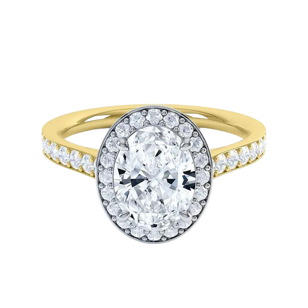 18k Gold Oval Halo Diamond Engagement Ring