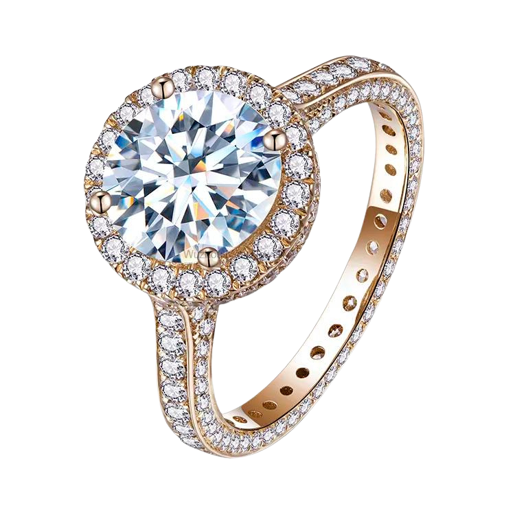 Prong Setting 3Ct Diamond Ring 14K Yellow Gold