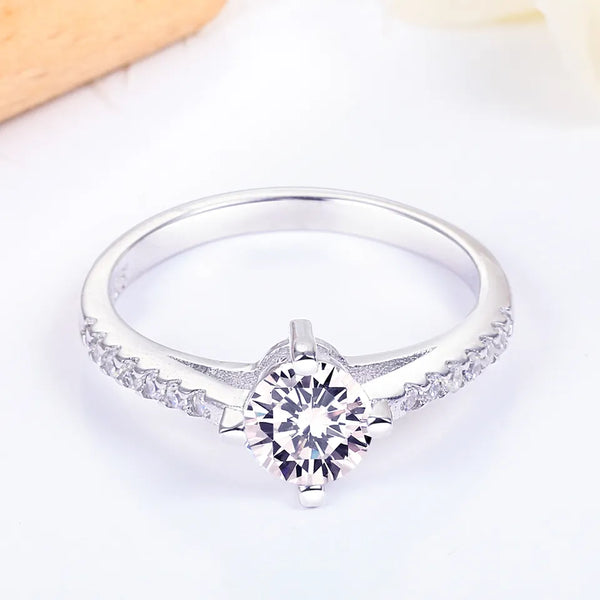 925 Silver Zircon 4 Prong Ring