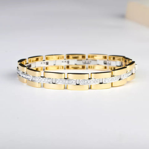 Lab Grown Round Cut Diamond 18k Gold Bracelet