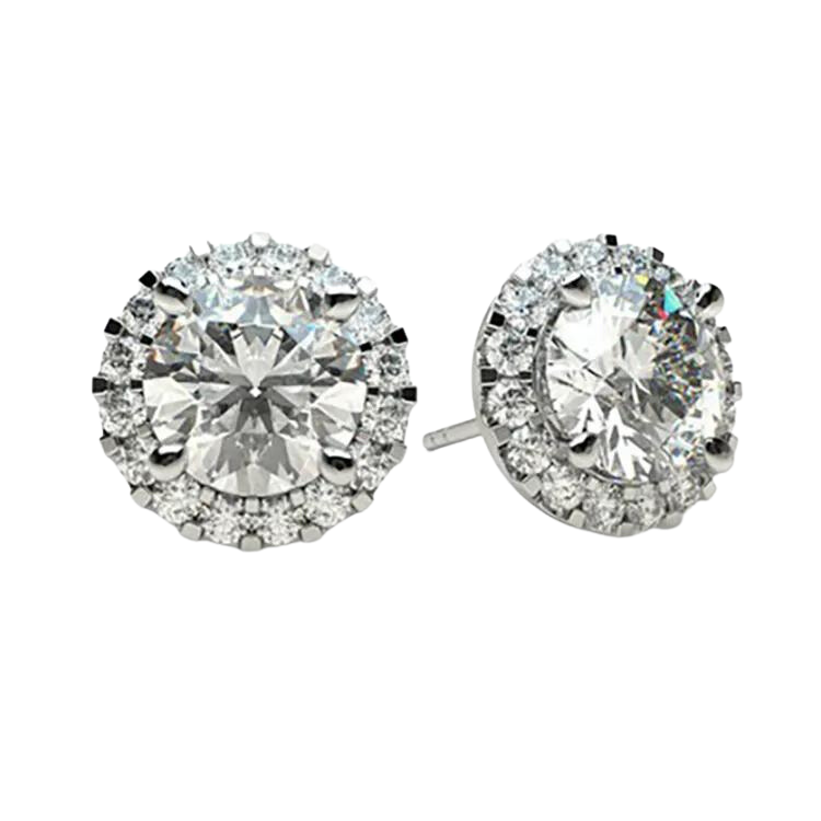 Classic 18k Gold Round Cut Diamond Stud Earrings