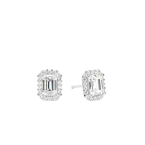 Brilliant Emerald Cut Diamond Studs Earrings