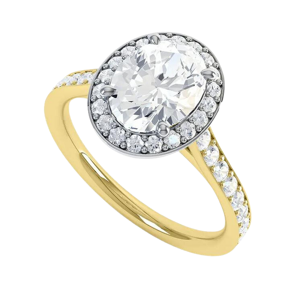 18k Gold Oval Halo Diamond Engagement Ring