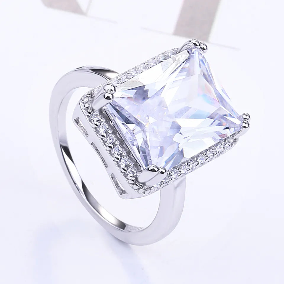 925 Sterling Silver CZ Princess Cut Ring