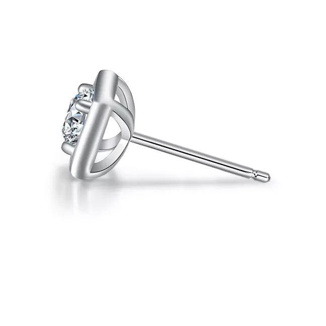 Stud Diamond Earrings 18K White Gold