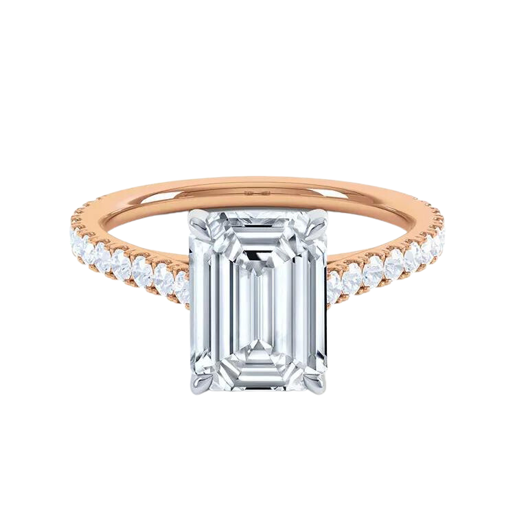 18k Gold Emerald Cut Lab Grown Diamond Ring