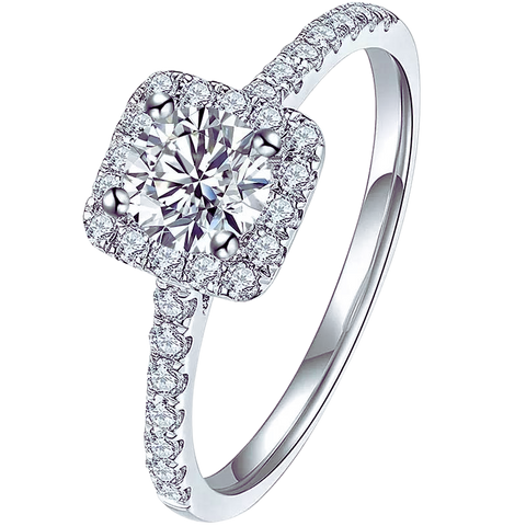 18k White Gold Halo Lab Grown Diamond Engagement Ring