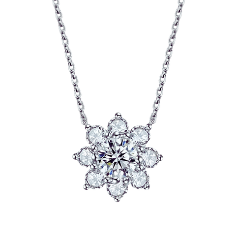 Sunflower Necklace Lab Diamond 18K White Gold