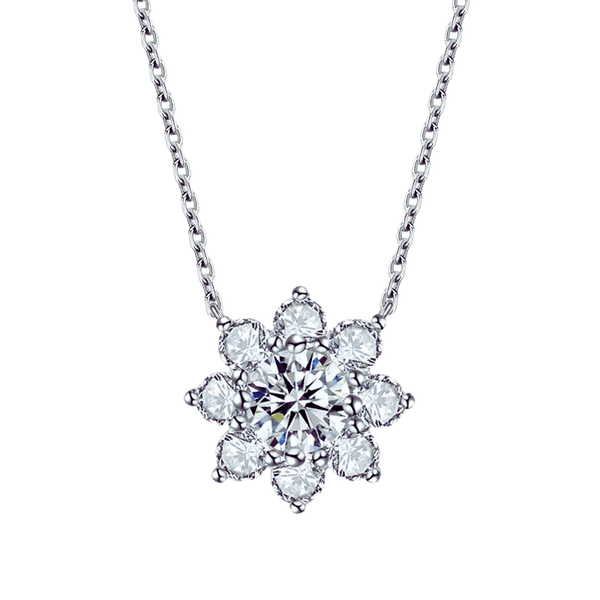 Sunflower Necklace Lab Diamond 18K White Gold