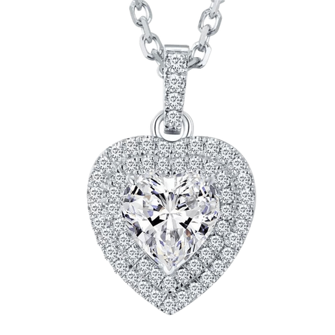 18k White Gold Heart Shape Diamond Necklace