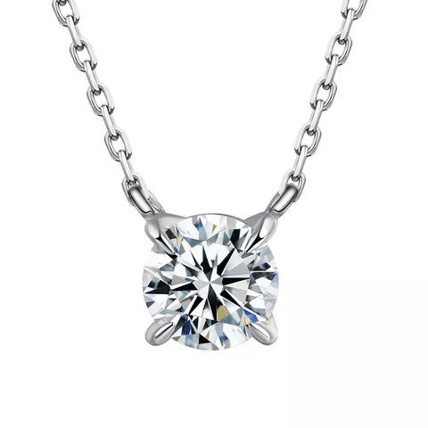 Lab Diamond Necklace 18K White Gold Round Cut