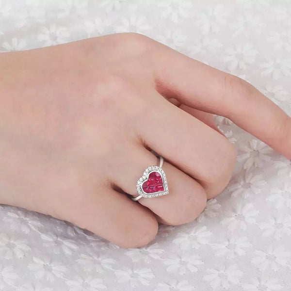 18k Gold Heart Natural Pink Sapphire Ring