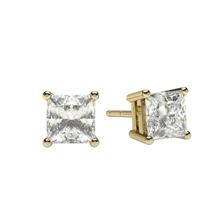 Brilliant Princess Cut Diamond Earrings