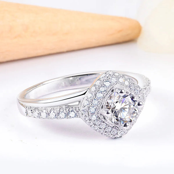 Sterling Silver Square Round Cubic Zircon Ring