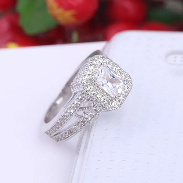 Sterling Silver Vintage Cascading White Zircon Rings