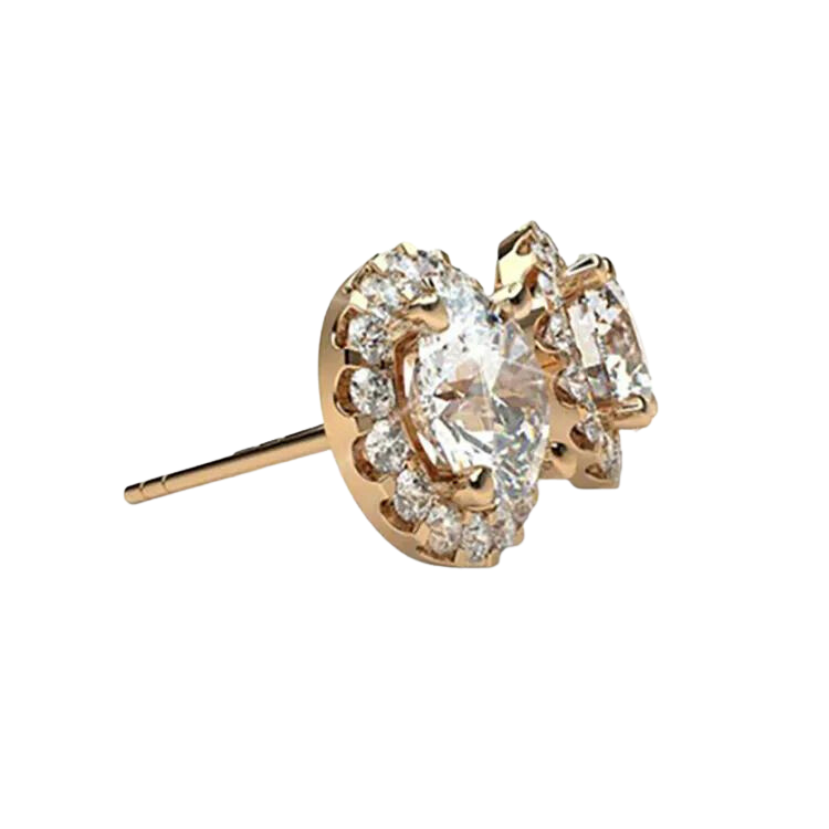 Classic 18k Gold Round Cut Diamond Stud Earrings