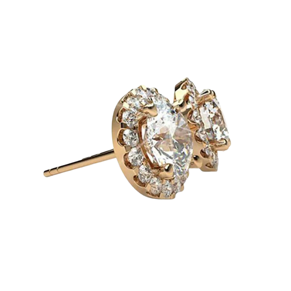 Classic 18k Gold Round Cut Diamond Stud Earrings