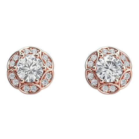 18k Gold Round Diamond Stud Earrings