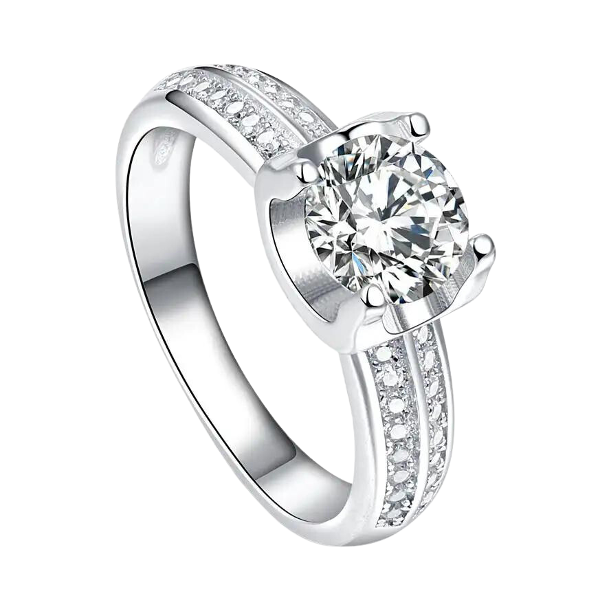 Solid Silver 925 Round Cut Zircon Ring