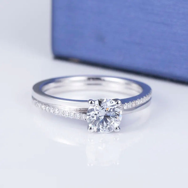 18k White Gold Cathedral Lab Diamond Engagement Ring