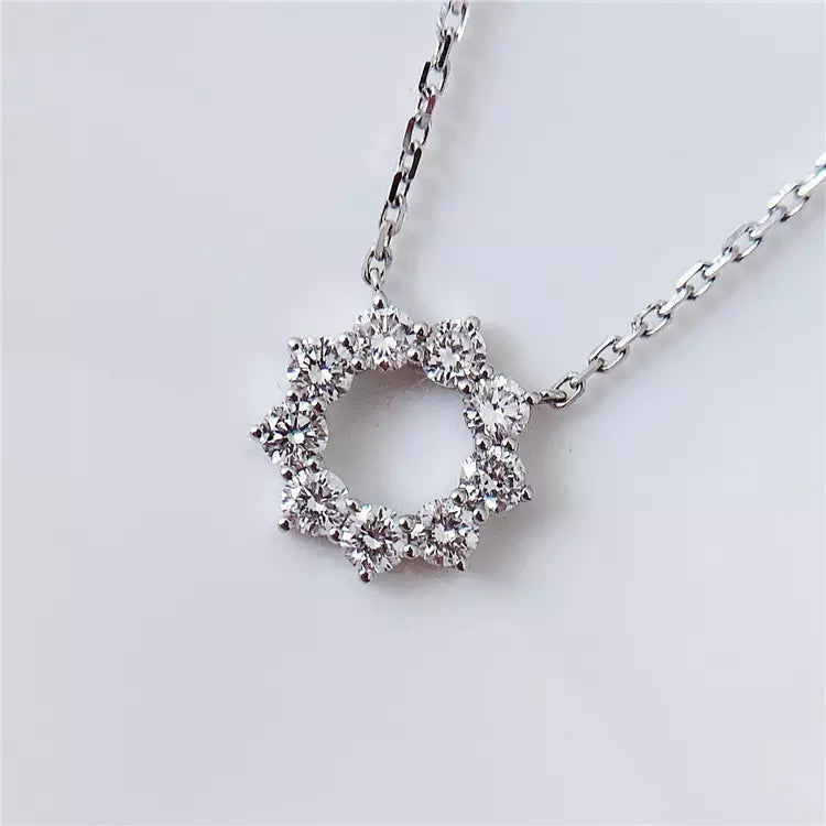 Flower Diamond Necklace 18K White Gold