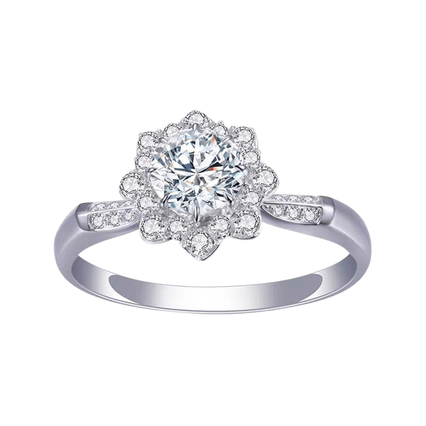 18K Gold Flower Diamond Ring