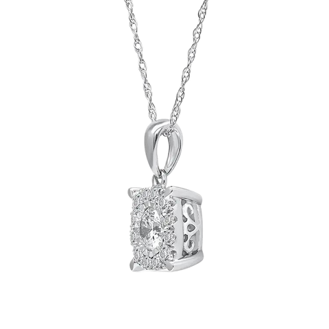 Luxury 18k White Gold Round Brilliant Cut Lab Diamond Necklace