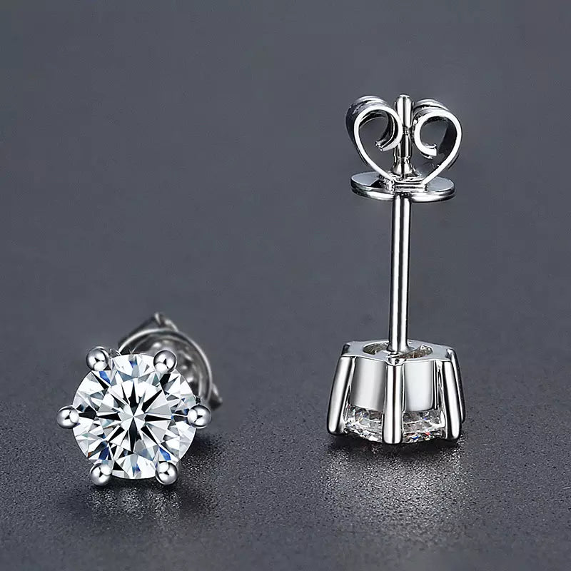 Classic Round Brilliant Cut Diamond Earrings 18K White Gold