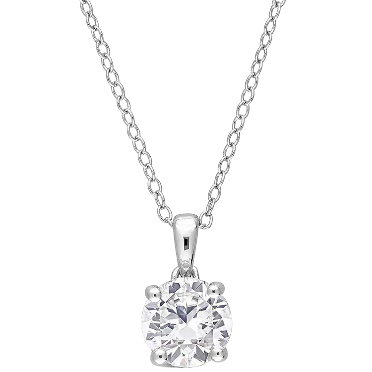 18k White Gold Round Brilliant Cut Lab Diamond Necklace