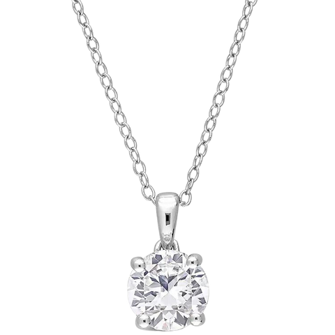 18k White Gold Round Brilliant Cut Lab Diamond Necklace