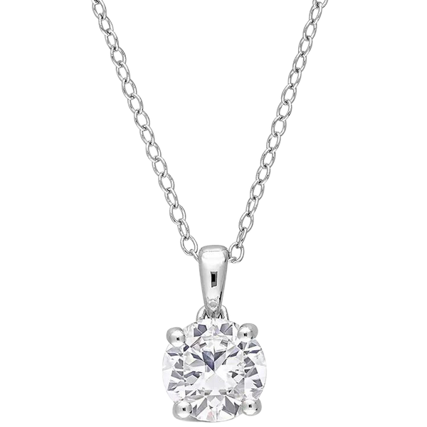 18k White Gold Round Brilliant Cut Lab Diamond Necklace