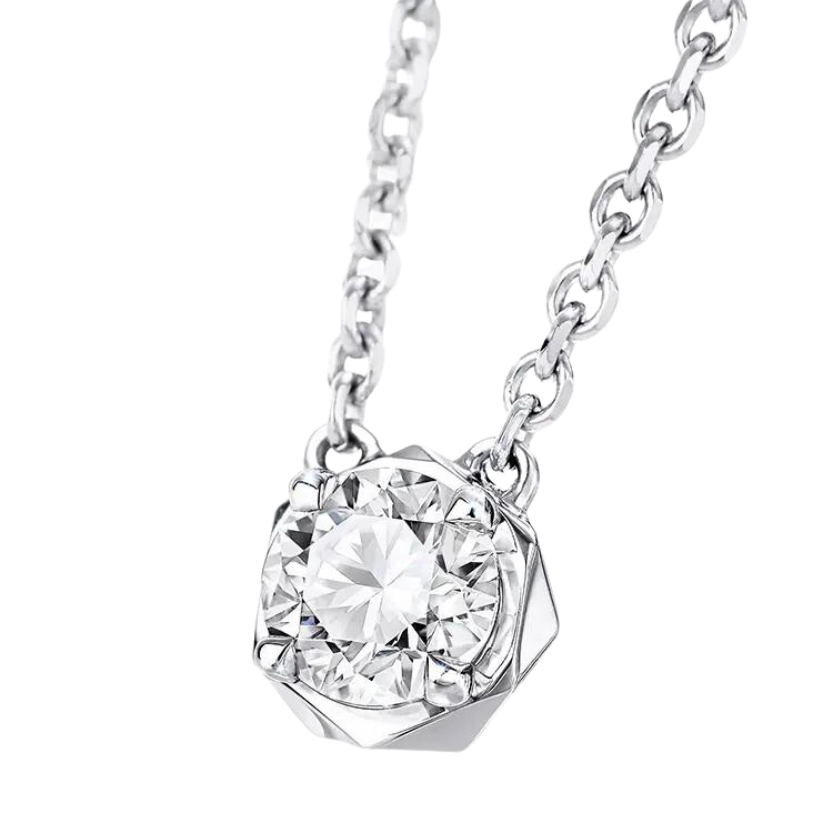 One Stone Round Brilliant Cut Diamond Necklace