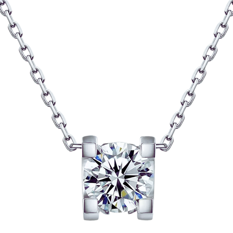 Round Cut Diamond Necklace 18K White Gold