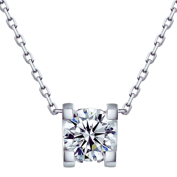 Round Cut Diamond Necklace 18K White Gold