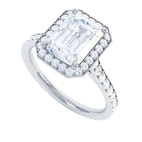 Gold Emerald Cut Diamond Ring