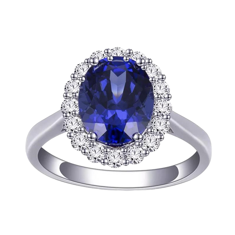 18k Gold Lab-Grown Sapphire Classic Diamond Diana Ring