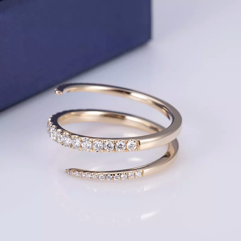 14k Gold Elegance Spiral Diamond Ring